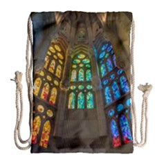 Leopard Barcelona Stained Glass Colorful Glass Drawstring Bag (large)