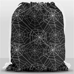 Pattern Spiderweb Halloween Gothic On Black Background Drawstring Bag (large)