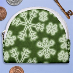 Snowflakes And Star Patterns Green Frost Horseshoe Style Canvas Pouch