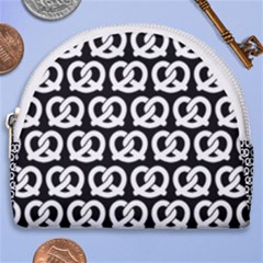 Black And White Pretzel Illustrations Pattern Horseshoe Style Canvas Pouch