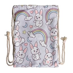 Seamless-pattern-with-cute-rabbit-character Drawstring Bag (large)