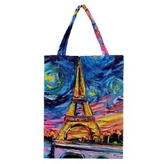 Eiffel Tower Starry Night Print Van Gogh Classic Tote Bag