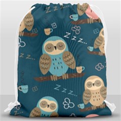 Seamless Pattern Owls Dreaming Drawstring Bag (large)