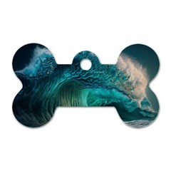 Tsunami Waves Ocean Sea Water Rough Seas 2 Dog Tag Bone (one Side)