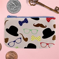 Moustache-hat-bowler-bowler-hat Large Coin Purse