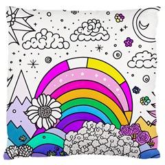 Rainbow Fun Cute Minimal Doodle Drawing 3 Large Cushion Case (two Sides)