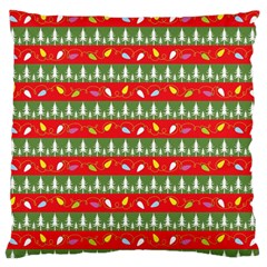 Christmas Papers Red And Green Large Cushion Case (two Sides)