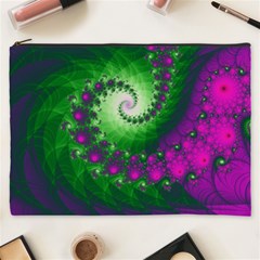 Fractal Spiral Purple Art Green Art Cosmetic Bag (xxxl)