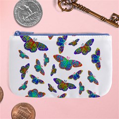 Butterflies T- Shirt Colorful Butterflies In Rainbow Colors T- Shirt Large Coin Purse