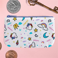 Unicorns Rainbows Seamless Pattern Large Coin Purse