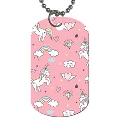 Cute Unicorn Seamless Pattern Dog Tag (one Side)