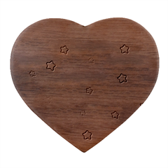 Stars, Cute, Pastel, Pattern Heart Wood Jewelry Box