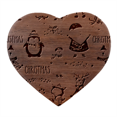 Christmas Characters Pattern, Xmas Backgrounds Heart Wood Jewelry Box