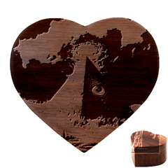 Mystic Blue Pyramid Art Heart Wood Jewelry Box