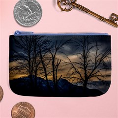 Tree Silhouette At Border Of Nahuel Haupi Lake, Rio Negro, Argentina Large Coin Purse