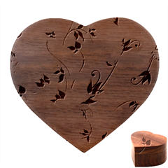 Abstract Floral Background Heart Wood Jewelry Box