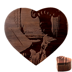 Clock And Lady Heart Wood Jewelry Box